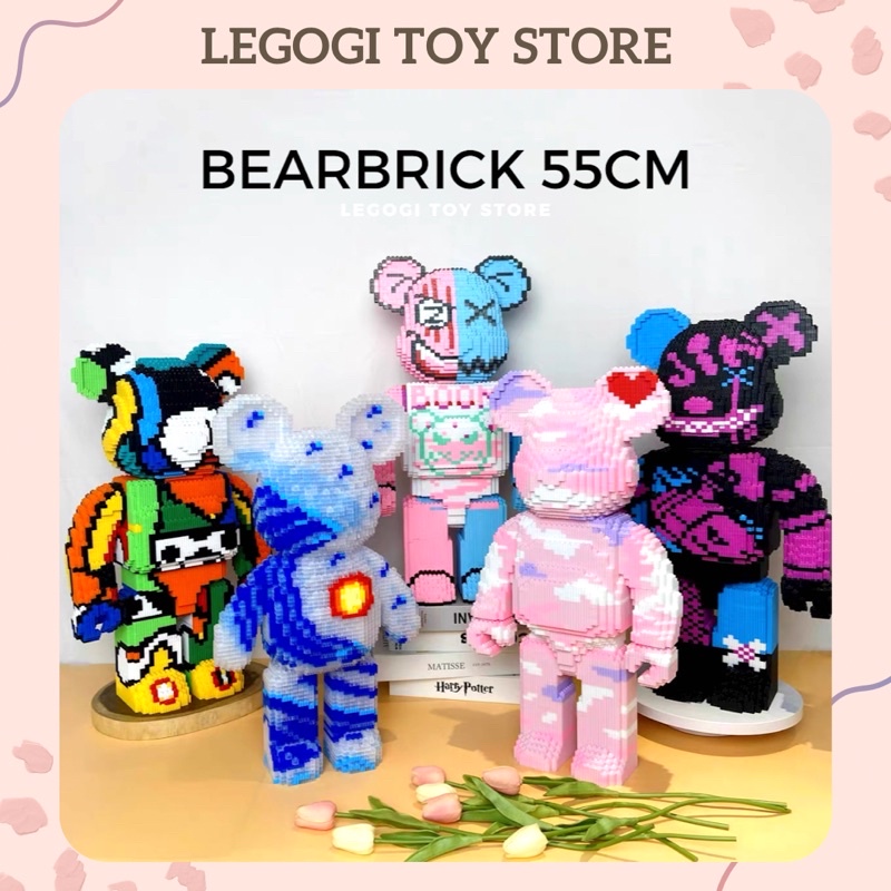 Đồ chơi lắp ghép Legogi GẤU BEARBRICK 50CM 55CM bằng gạch răng cưa mô hình lắp ráp xếp hình