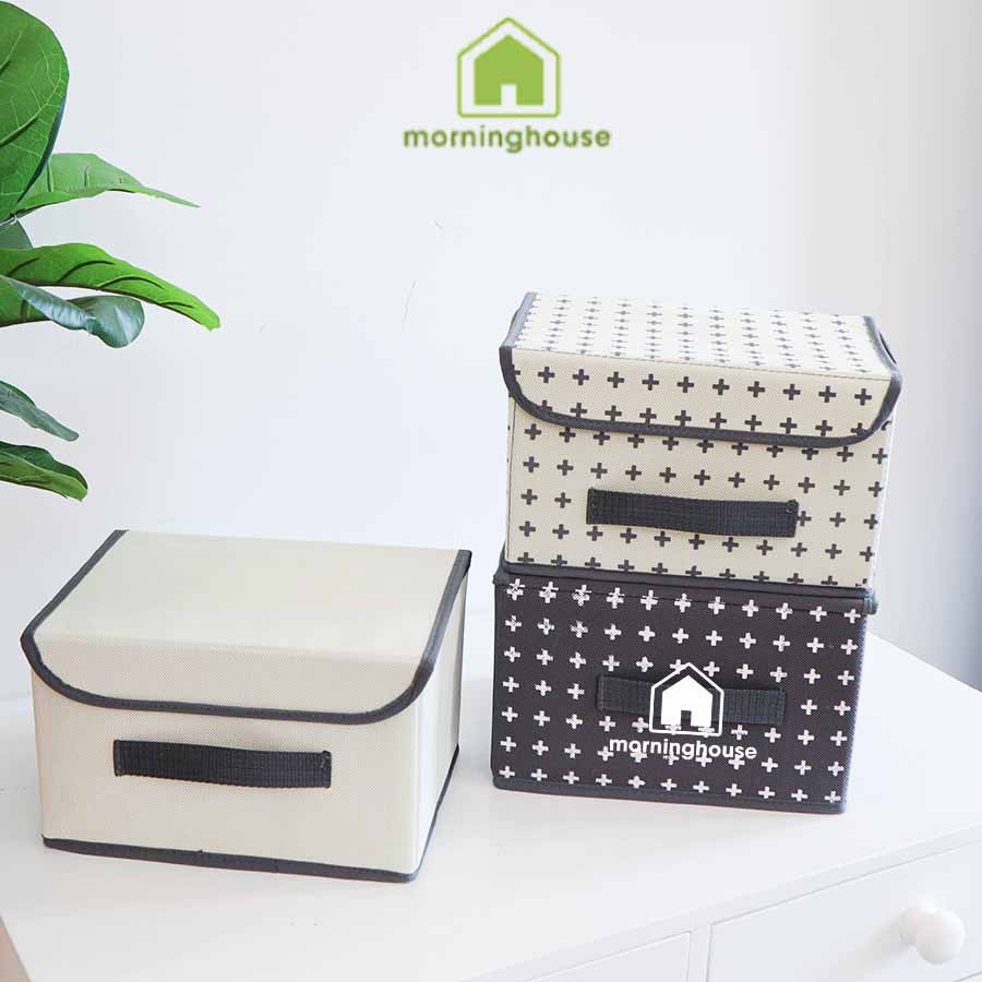 Hộp đựng quần áo gấp gọn có nắp Morning House- 15x20x25cm- Size S- Màu xám