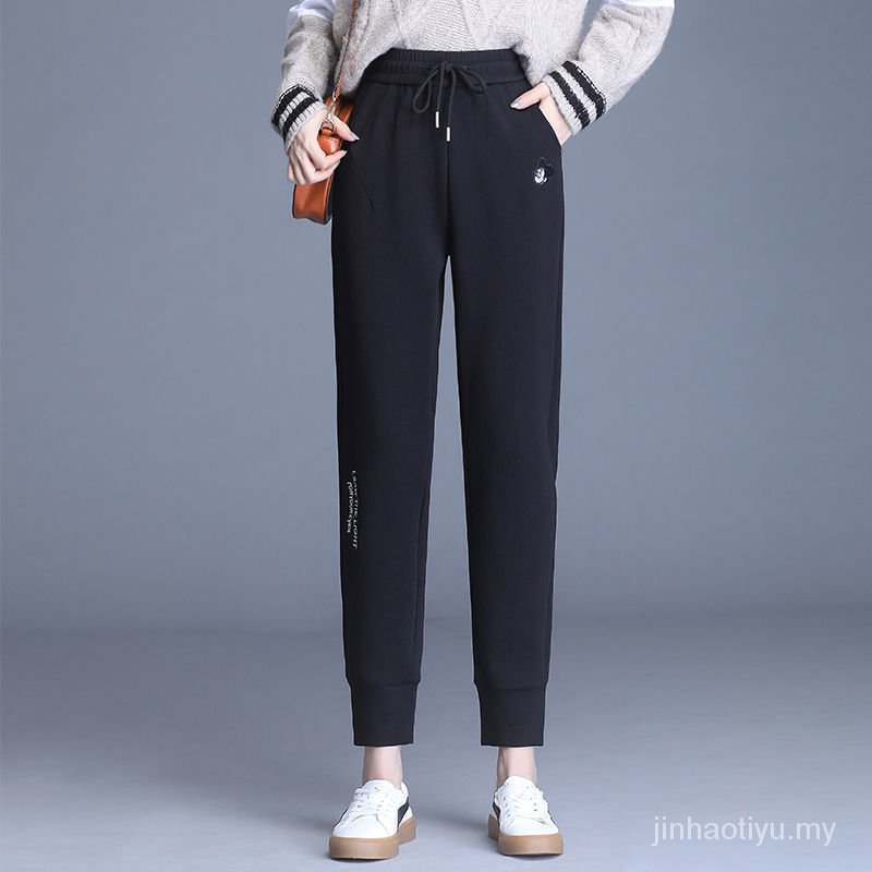 Quần Dài Thể Thao Dáng Rộng Màu Đen Phong Cách Hàn Quốc Thời Trang Xuân Thu Cho Nữ | BigBuy360 - bigbuy360.vn
