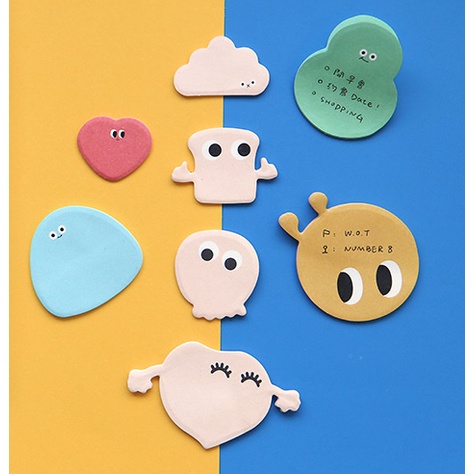 Set sticky note hoạt hình Lovers, nhiều màu pastel, cắt hình thù ngộ nghĩnh cực dễ thương - set 2 mẫu