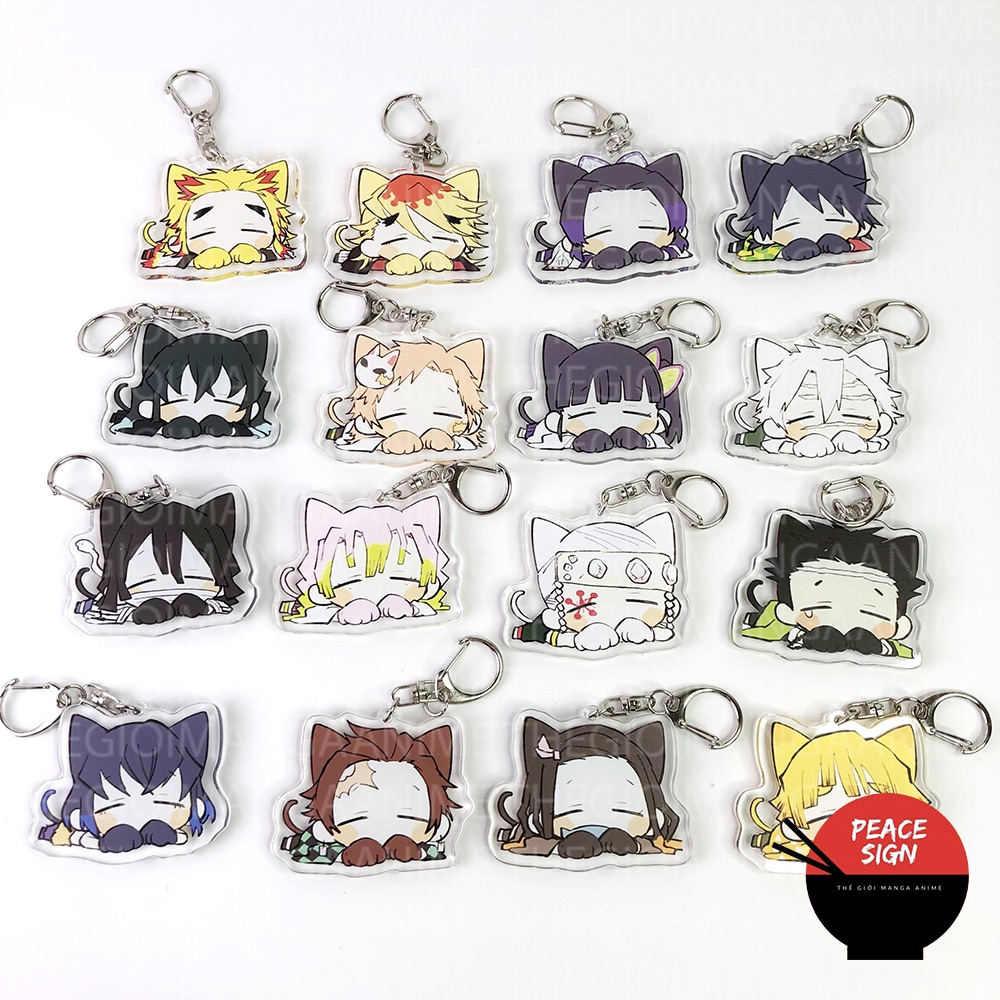( TAI THÚ NẰM NGỦ ) Móc khóa KIMETSU NO YAIBA in hình THANH GƯƠM DIỆT QUỶ game chibi xinh xắn độc đáo