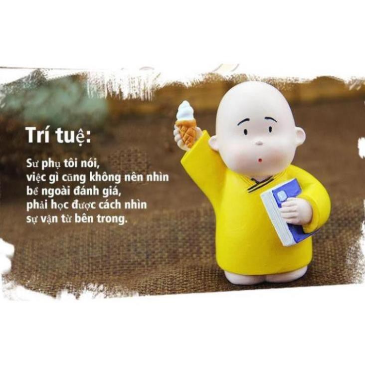 Bộ tượng 3 chú tiểu áo vàng siêu dễ thương