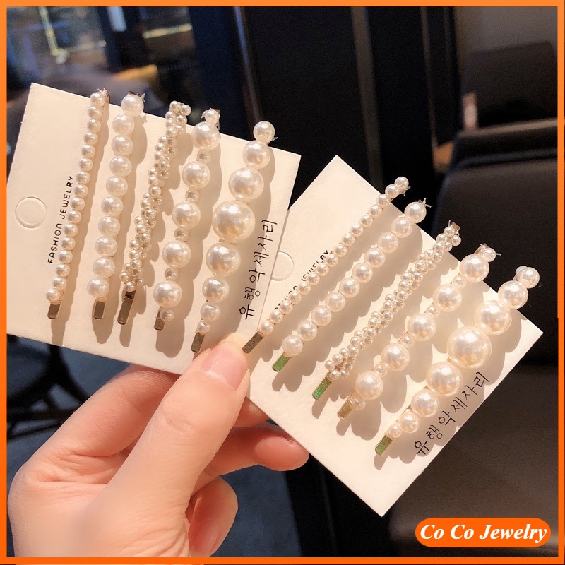 Set 5 Kẹp Tóc Đính Ngọc Trai Thời Trang Cho Nữ