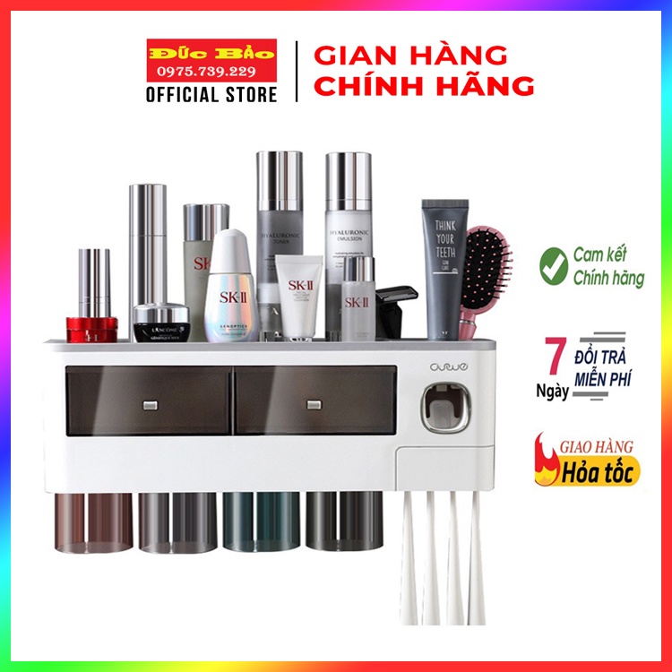 Bộ Nhả Kem Đánh Răng Tự Động, Kệ Để Đồ Phòng Tắm Cao Cấp ( Tặng Kèm Miếng Dán )