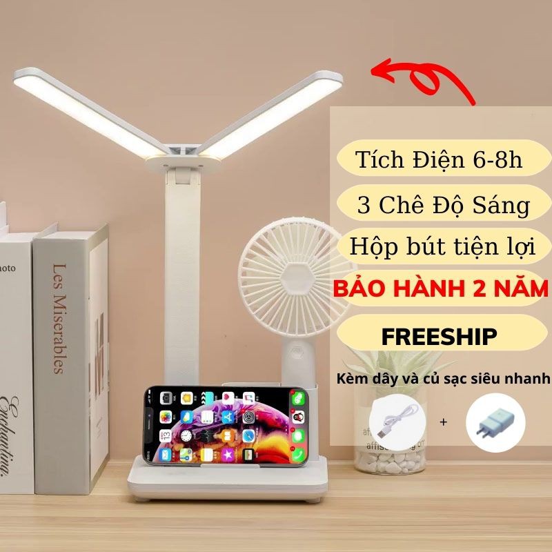 Đèn Đọc Sách Gập Gọn 3 Chế Độ Sáng Sạc Tích Điện, Đèn Trần Phú