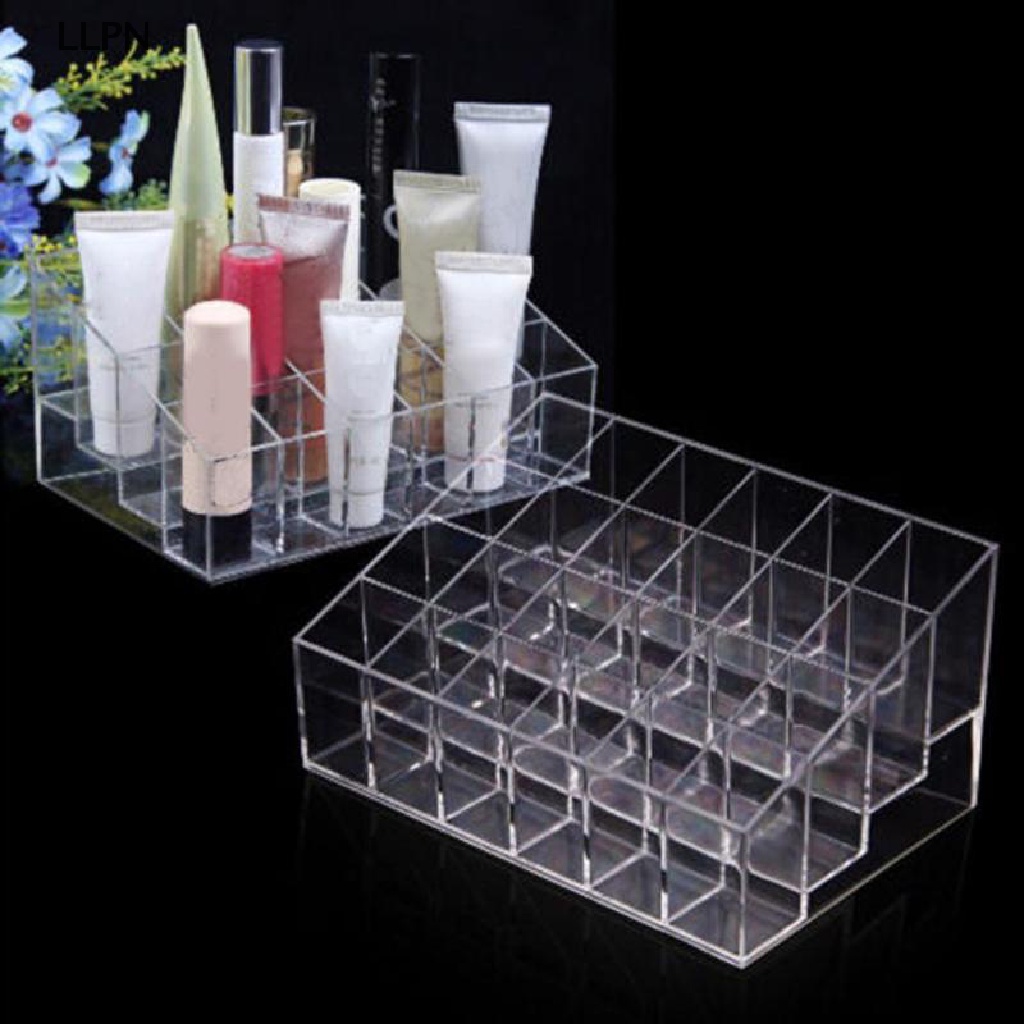 Hộp Nhựa Acrylic 24 Ngăn Trong Suốt Trưng Bày Son Môi / Sơn Móng Tay