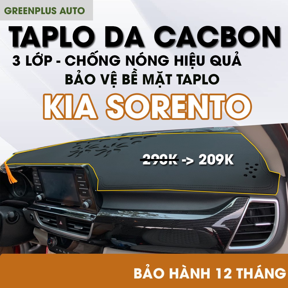 Thảm Taplo Kia Sorento, chất liệu da vân Cacbon, bảo hành 12 tháng