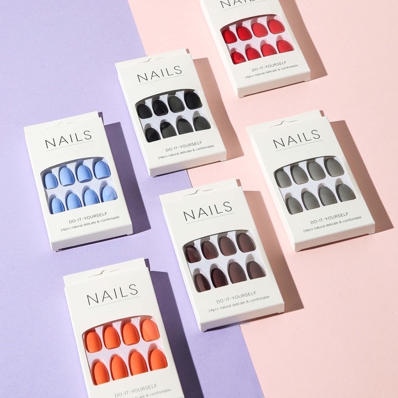 [Hàng nới về]Bộ 24 móng giả form dài trơn nhám Đủ màu