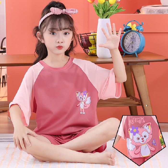 Bộ Đồ Ngủ Tay Ngắn Chất Cotton In Họa Tiết Dễ Thương Thời Trang Cho Bé Trai / Gái