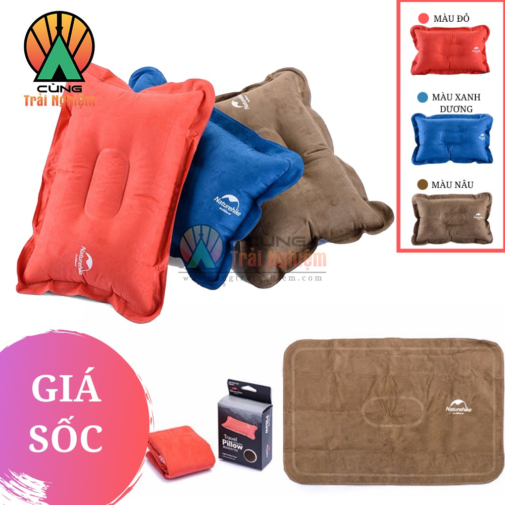 [CHÍNH HÃNG] Gối Hơi Da Lộn Gọn Nhẹ dùng cho Văn phòng Du Lịch Cắm Trại Dã Ngoại NatureHike NH15A001-L