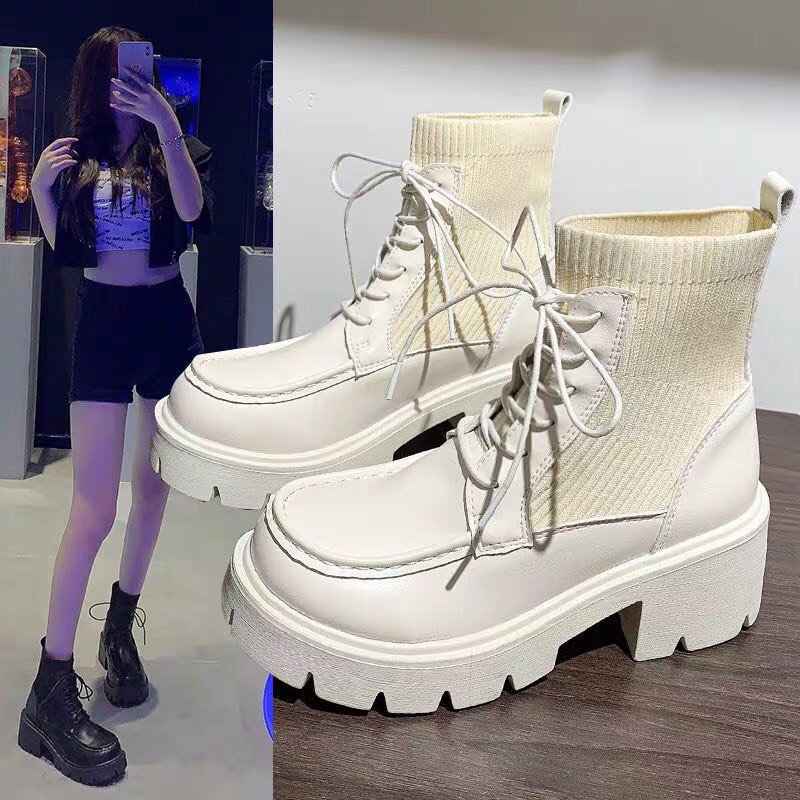 Bốt cổ lửng siêu xinh, boot nữ đế cao 6cm MAKKI SHOP