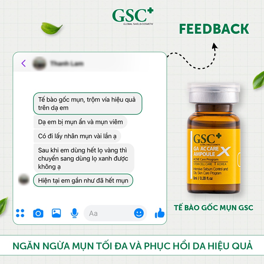 HÀNG NHẬP KHẨU - Tế bào gốc xử lý mụn GSC GA AC Care Ampoule giảm mụn tái tạo da kiểm soát dầu 8ml - Hàn Quốc