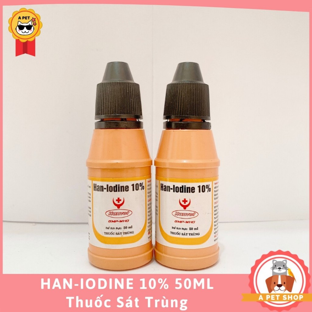 Khử Trùng Chuồng Trại, Dụng Cụ Chăn Nuôi, Vết Thương Han-Iodine 10%  50ml