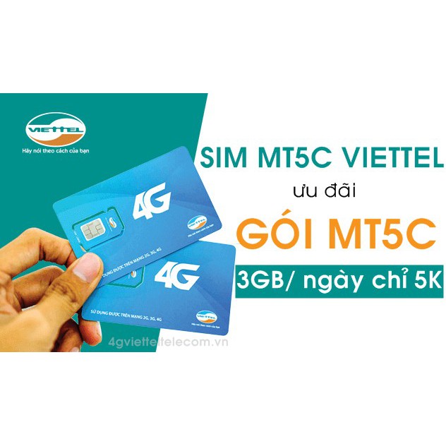 SIM 4G MT5C MAX BĂNG THÔNG KHÔNG GIỚI HẠN Dùng Data Thả Ga 3GB Chỉ 5k/Ngày