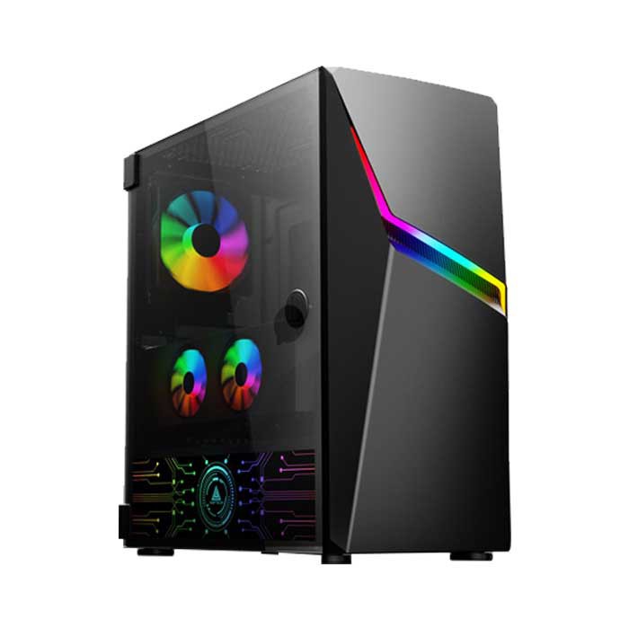 Thùng Máy Tính Case VSP Gaming FA400 LED Cover Nguồn (Có sẵn 1 Fan LED RGB) (KHT)