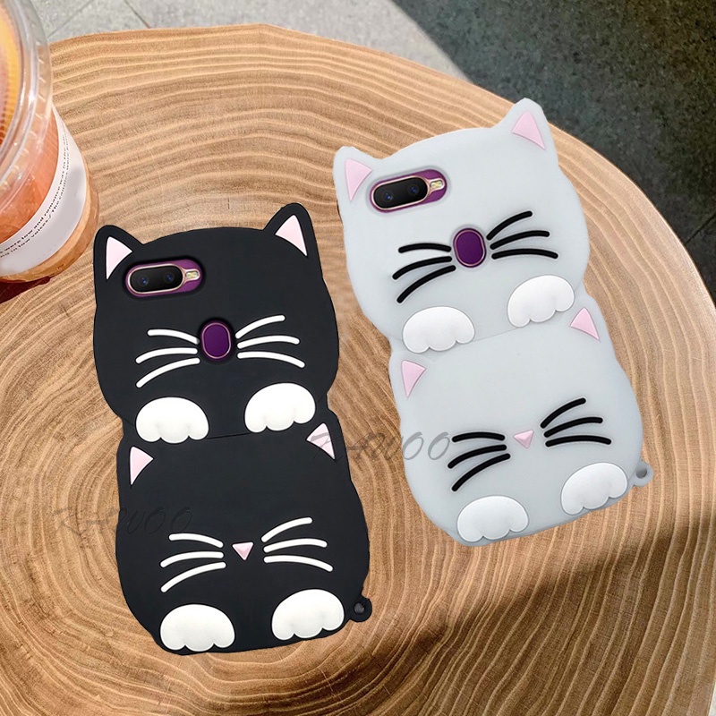 Ốp Điện Thoại TPU Mềm In Hình Hoạt Hình 3D Phát Sáng Trong Đêm Có Dây Đeo Cho Oppo A5S A7 F9 F5 F7 A83 R15 F1S A59 A12 A3S Realme C1