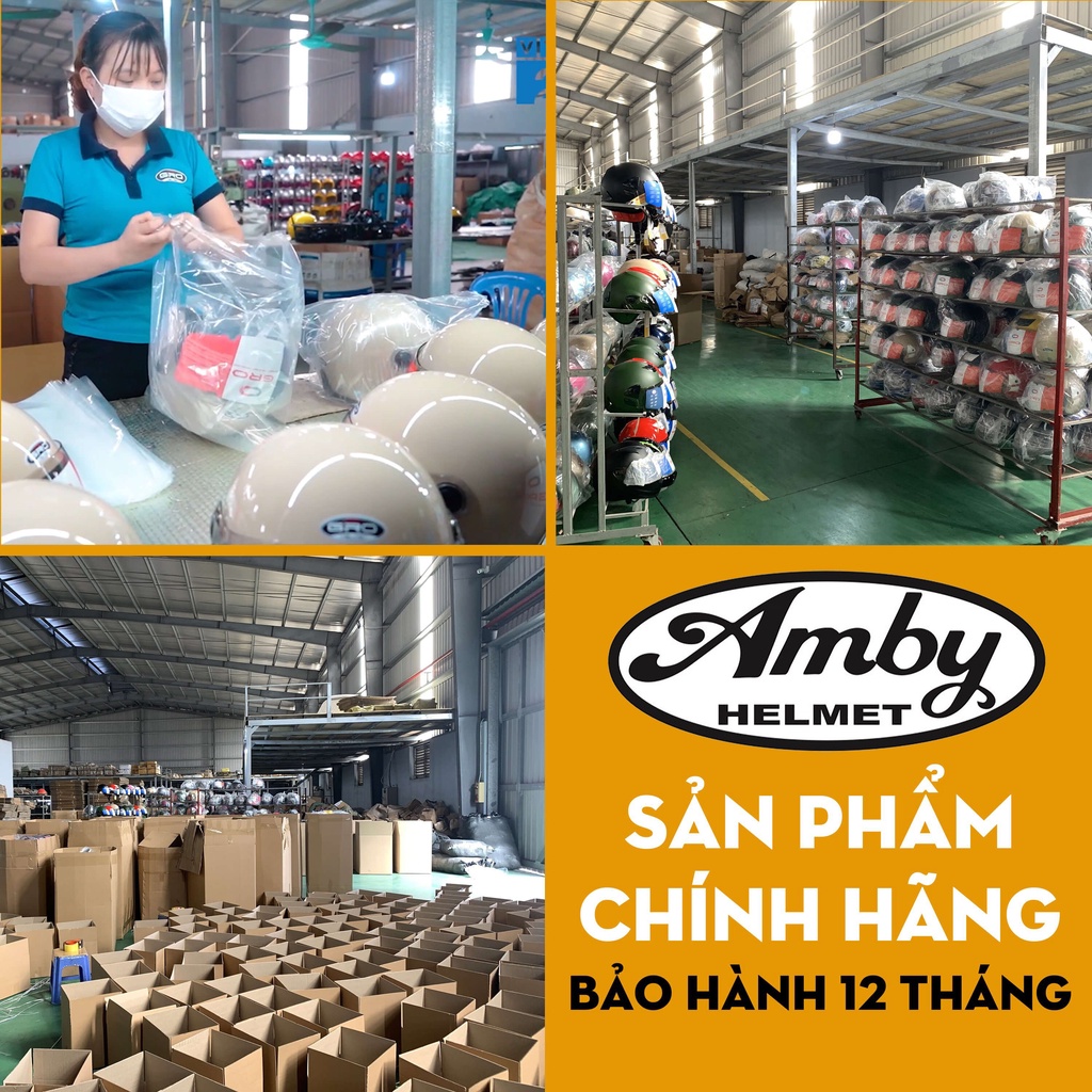 Mũ Bảo Hiểm Nửa Đầu Amby ST05, có kính dài che cả mặt, kiểu dáng thời trang cho nam và nữ - nhiều màu