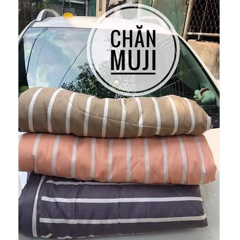 Chăn hè đũi Muji kẻ sọc poly cotton xuất Nhật - Chăn Văn Phòng Hè Thu Cỡ Lớn