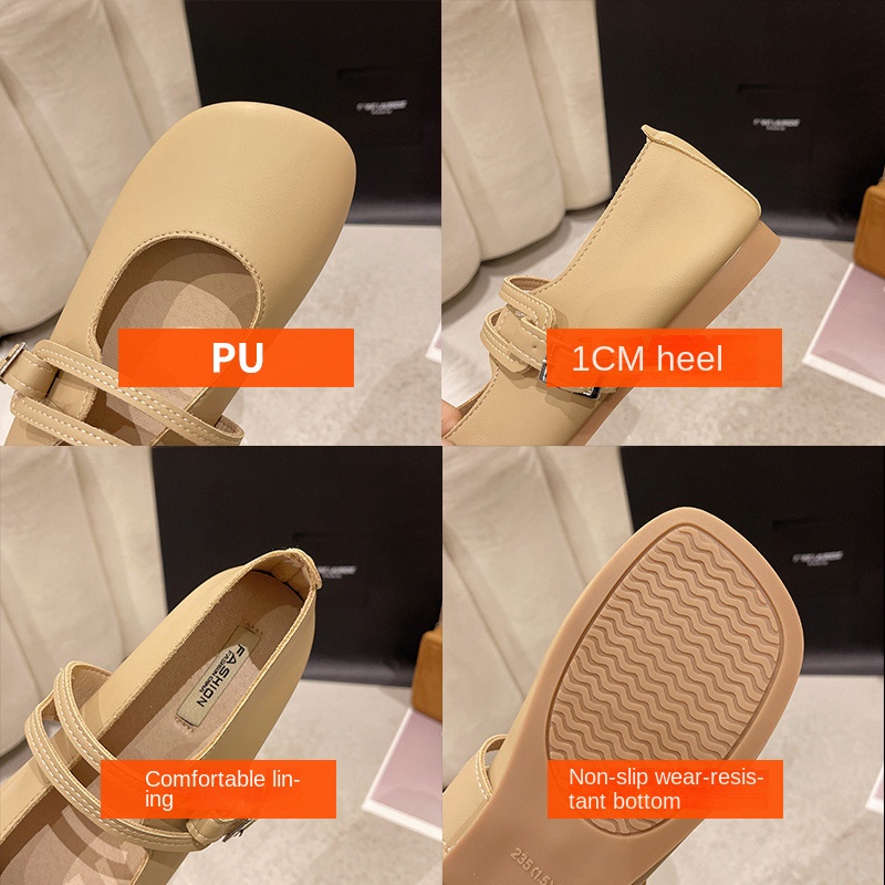 Giày Búp Bê Da Mũi Vuông Đế Mềm Thời Trang Mùa Hè Cho Nữ