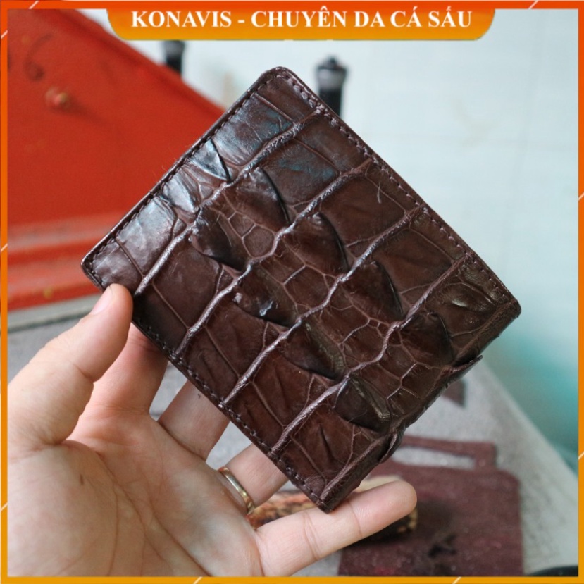 Ví ngang da cá sấu hai mặt Konavis gray clolor làm từ da đuôi cá sấu - CW04-02D