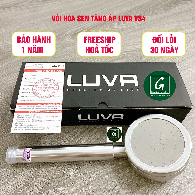 Vòi sen tăng áp, bát sen tắm Luva VS4, BH 1 năm, đổi lỗi 30 ngày, nhôm đúc nguyên khối, tắm nóng lạnh