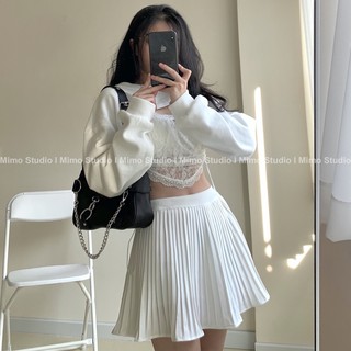 Cutout sweater - chân váy dập ly