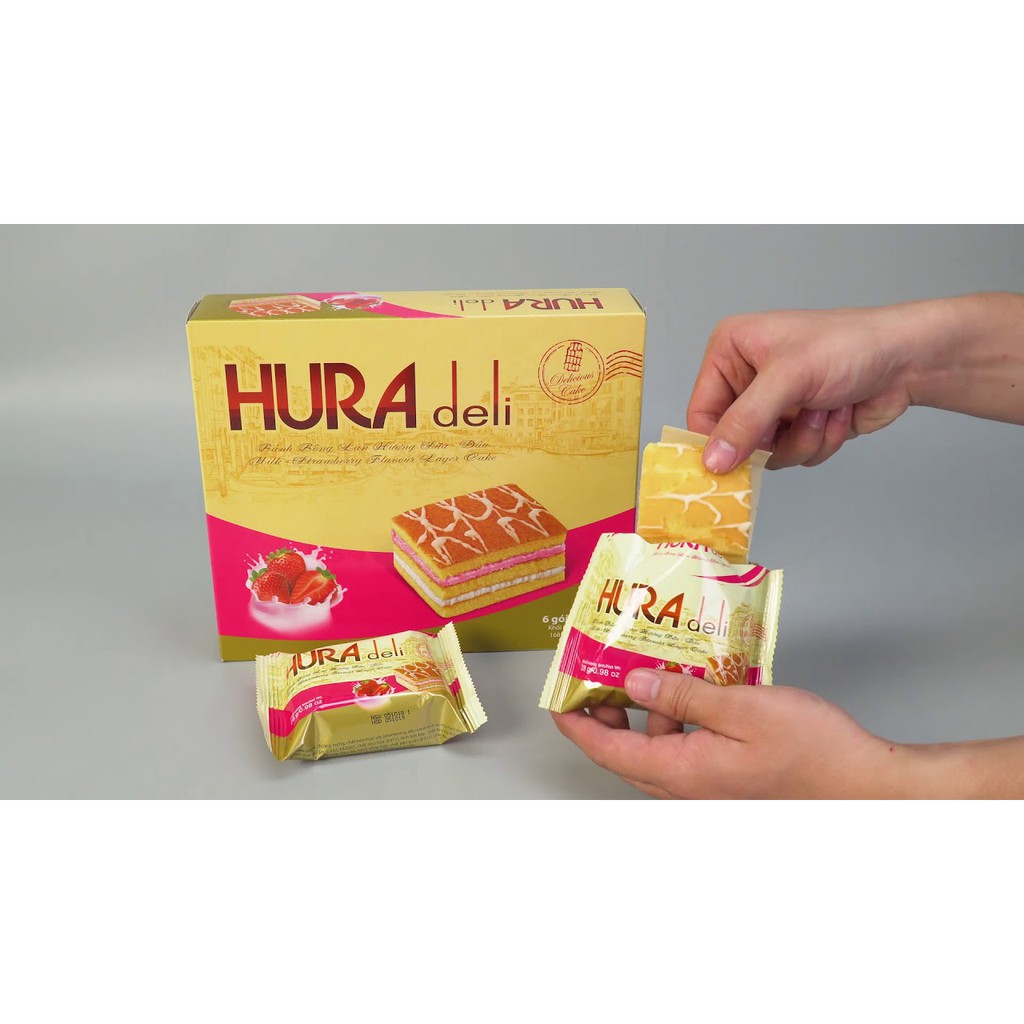 Bánh Bông Lan Hura Deli Hương Sữa Dâu 336GR 5.0