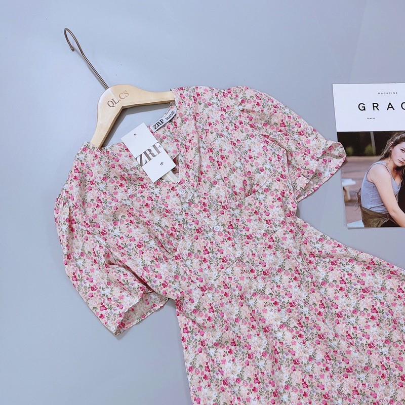 [Mã FAGREEN1505 giảm tới 30K đơn 99K] VN70 - VÁY HOA HỒNG NHÍ CHIẾT EO CỔ V CÚP NỮ | BigBuy360 - bigbuy360.vn