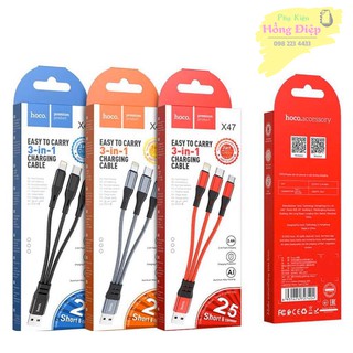 Cáp Sạc Ngắn 25cm 3 Đầu Hoco X47