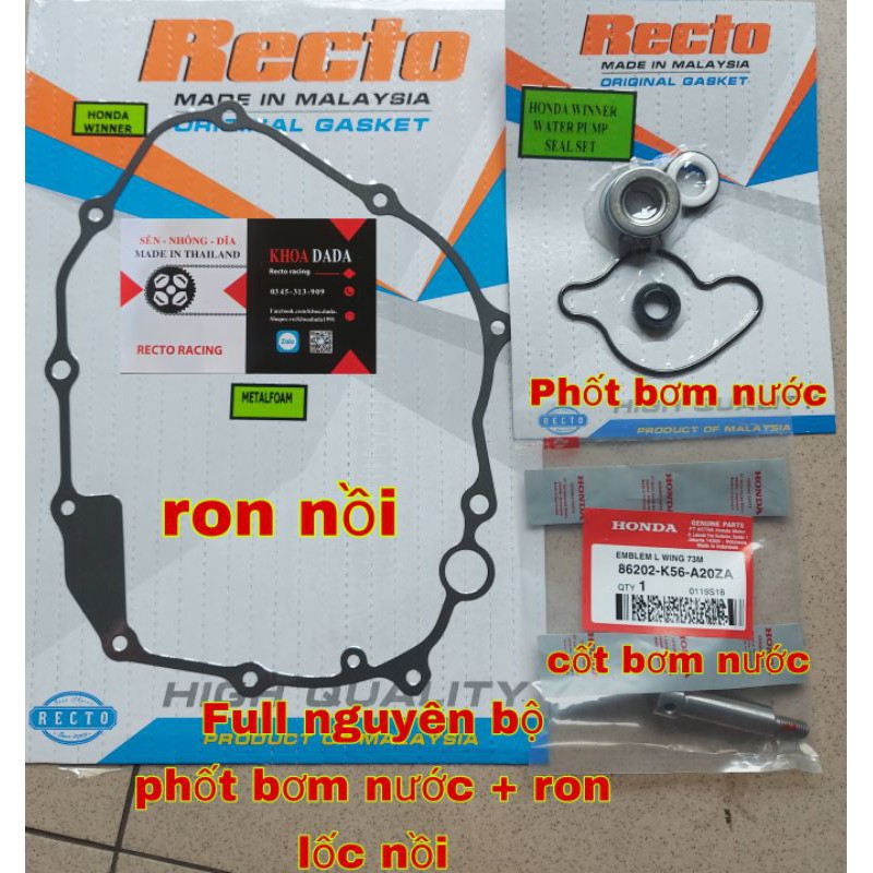 Full nguyên bộ phốt bơm nước Winner, Winner X, Sonic150 Recto + ron nồi