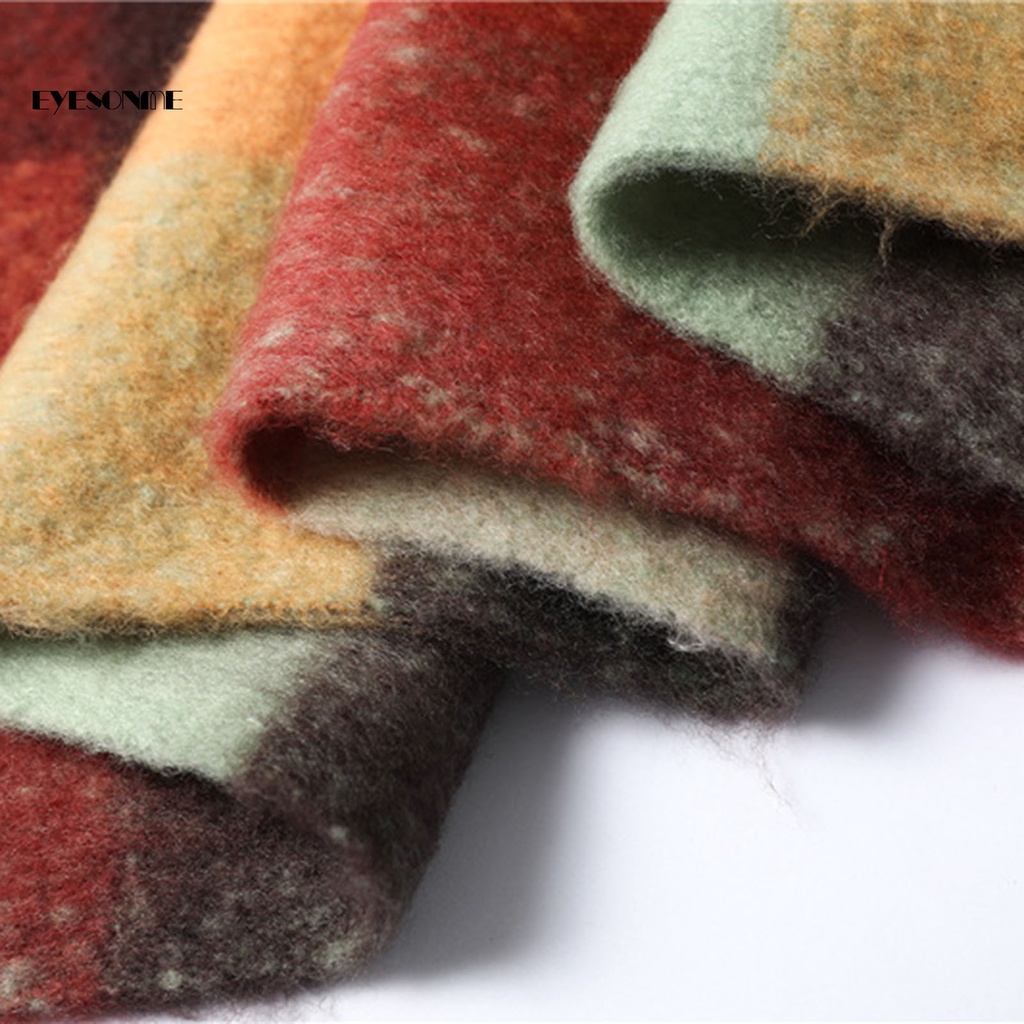 Khăn choàng cổ Pashmina dày dặn kẻ sọc caro thời trang mùa đông cho nữ