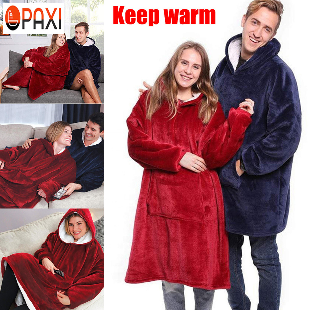 Chăn PAXI Áo Hoodie Siêu Mềm Có Túi Lớn Vải Flanen Ấm Cúng Thoải Mái Quá Khổ Unisex Có Mũ Trùm Đầu Mặc Được-168