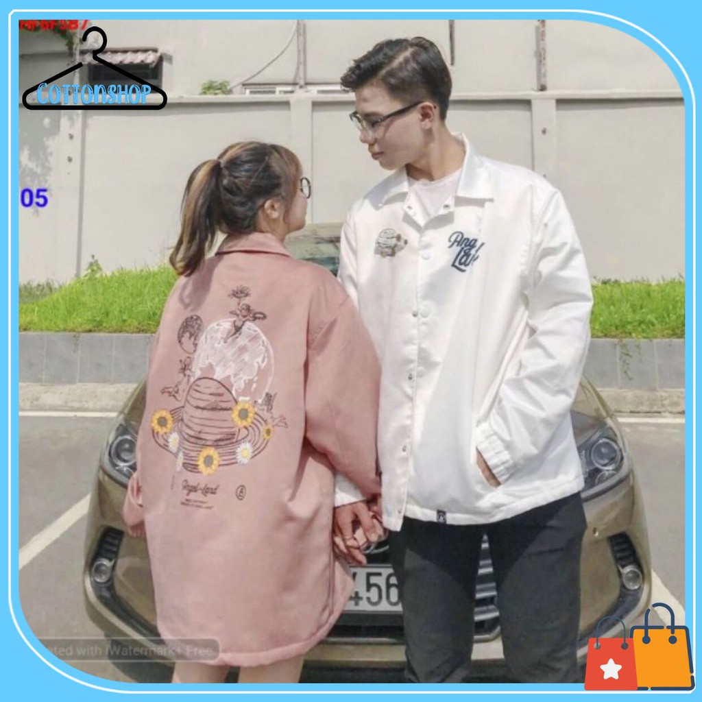 [Giá siêu rẻ] Áo khoác dù unisex nút bấm Angel Land, 2 phối màu cực yêu