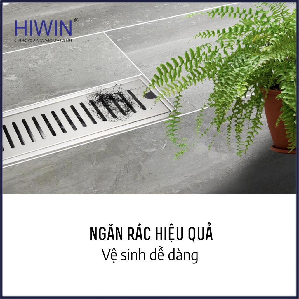 Phễu ga thoát sàn dáng dài thoát nước nhanh inox 304 kích thước 100x300mm HIWIN FD-06