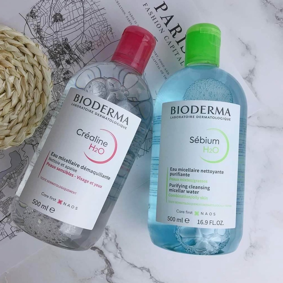 Nước tẩy trang Bioderma 500ml Pháp cho da dầu mụn, da khô &amp; da nhạy cảm - Bản nội địa Pháp