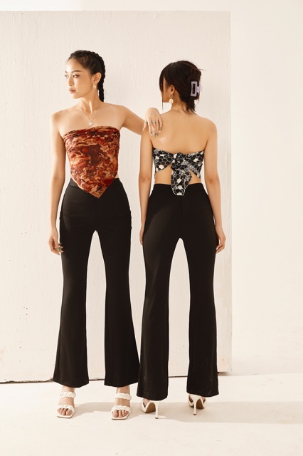 𝐌𝐈𝐀 𝐑𝐈𝐓𝐓𝐀💗 Quần loe đen cạp cao Mia💖 Quần nữ loe vải chun Q377 | BigBuy360 - bigbuy360.vn