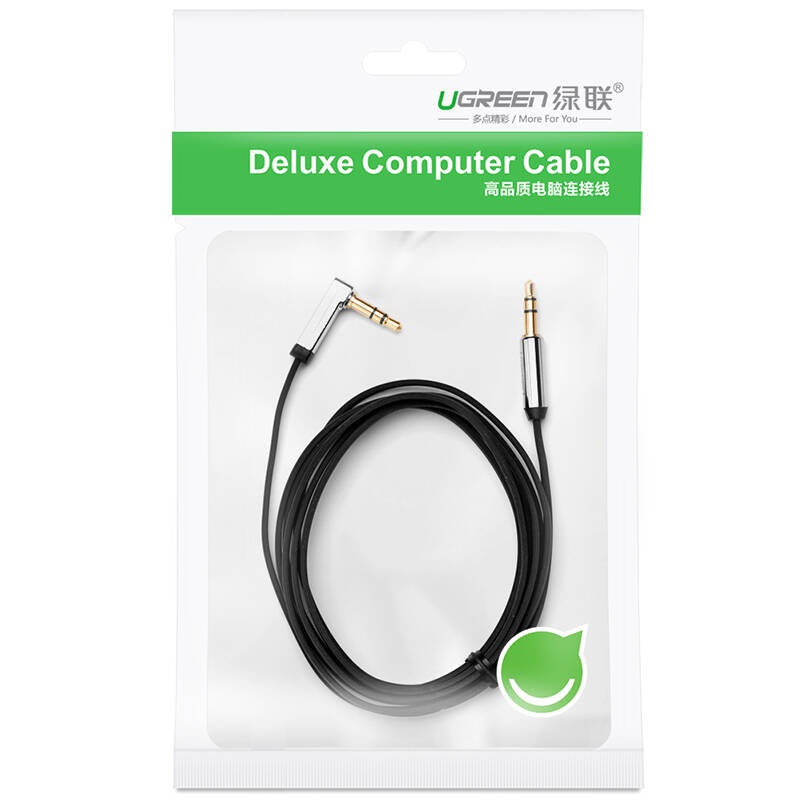 Dây Loa 2 Đầu 3.5mm dài 1.5m Vuông Góc 90 độ Màu Đen Ugreen 10598 - Hàng Chính Hãng