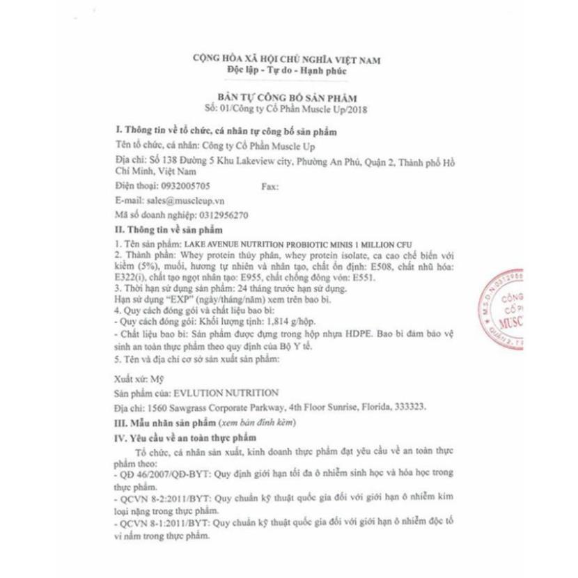 Viên Bổ Sung 1 Tỉ  Lợi Khuẩn Men Vi Sinh Hỗ Trợ Tiêu Hóa Lake Avenue Nutrition Probiotic Minis 1 Billion CFU 30 Viên