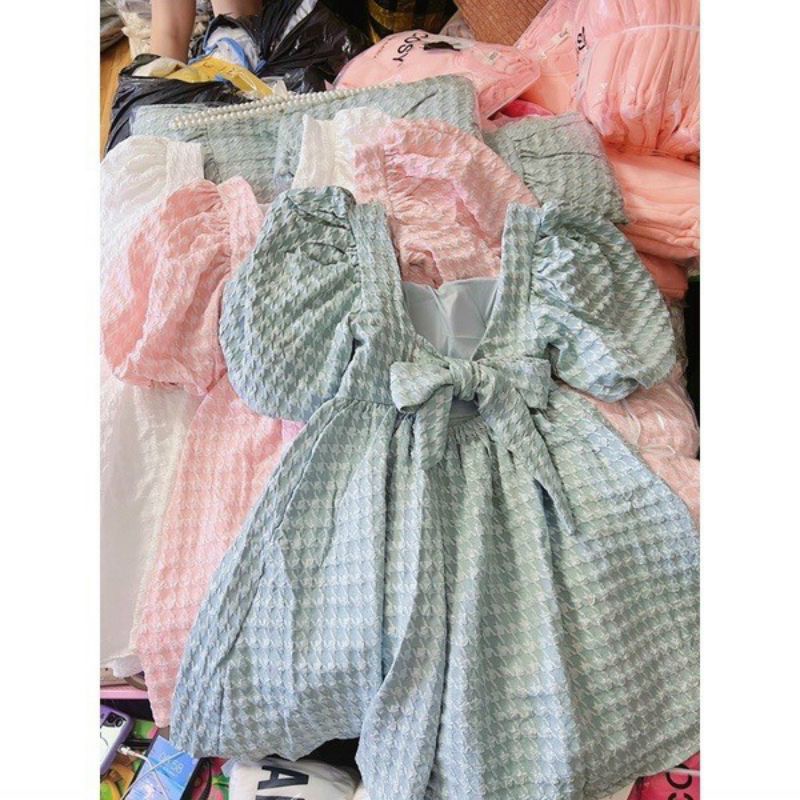 Đầm xốp bbd nơ lưng