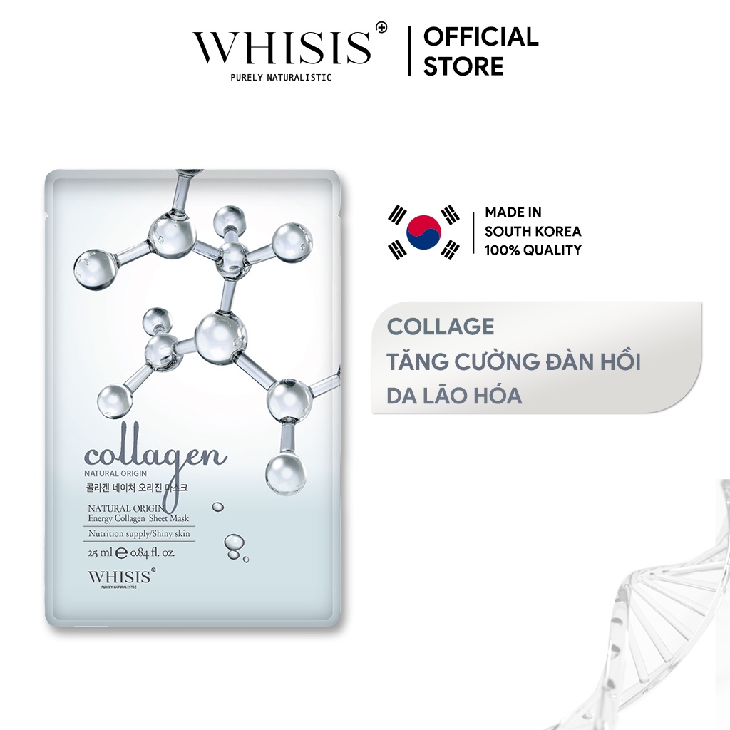 Mặt Nạ Dưỡng Da WHISIS Nature Origin Energy Collagen Sheet Mask Giúp Căng Bóng Và Sáng Da Tự Nhiên 25ml