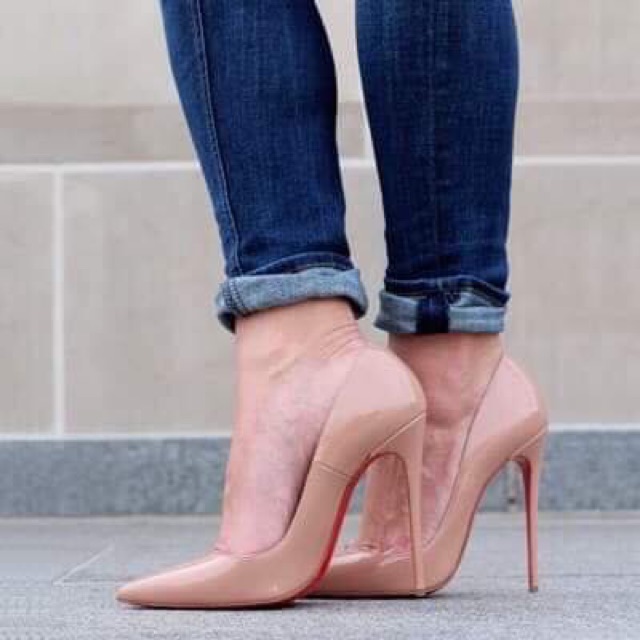 Giày cao gót đế đỏ loubouti nude 9-11p
