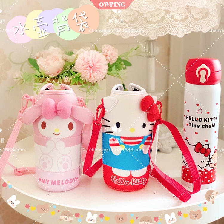 Sanrio Bộ Túi Đeo Vai Đựng Bình Nước Giữ Nhiệt In Họa Tiết Hoạt Hình Cinnamoroll My Melody Mèo Kuromi Dễ Thương