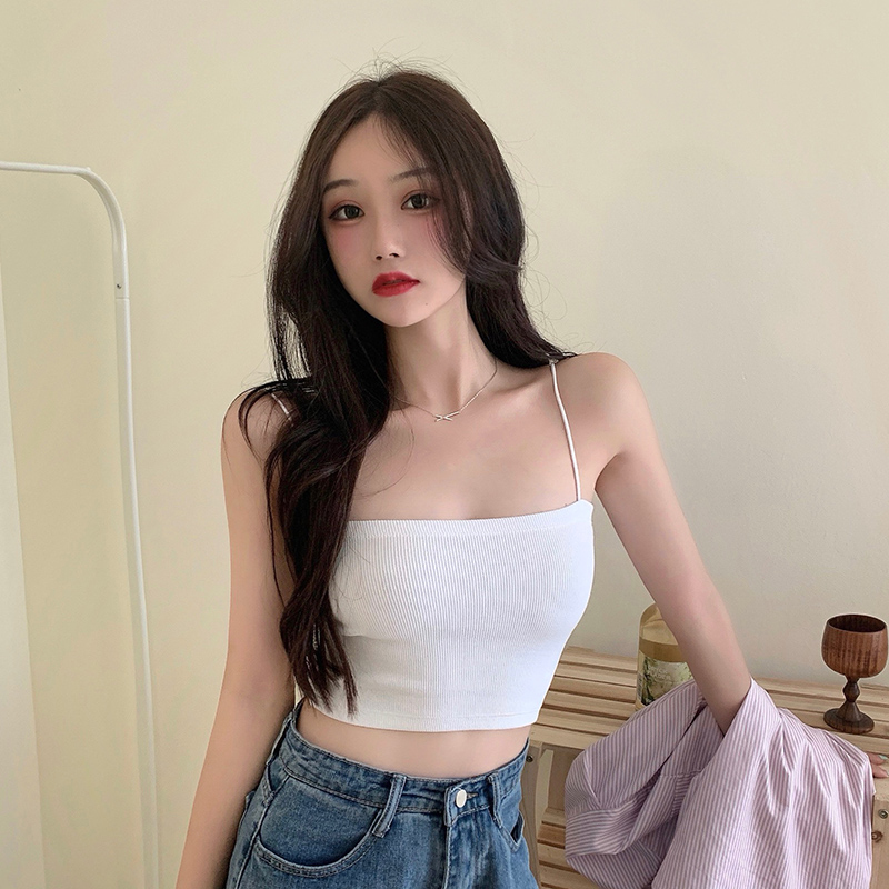 Áo hai dây IELGY dáng ngắn phong cách Pháp thời trang mùa hè cho nữ