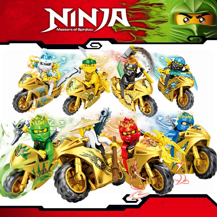 8 CÁI Bộ Đồ Chơi Xe Máy Ninjago Vàng Minifigure Ninja Búp Bê Nhỏ Thích Hợp Làm Đồ Chơi Xếp Hình Lego Quà tặng cho trẻ em