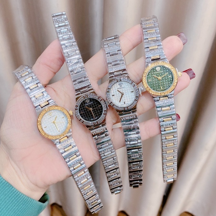 Đồng Hồ Nữ Đẹp VerSace Đeo Tay Thời Trang Chống Nước Dây Thép Không Gỉ Viền Kim Loại Cao Cấp