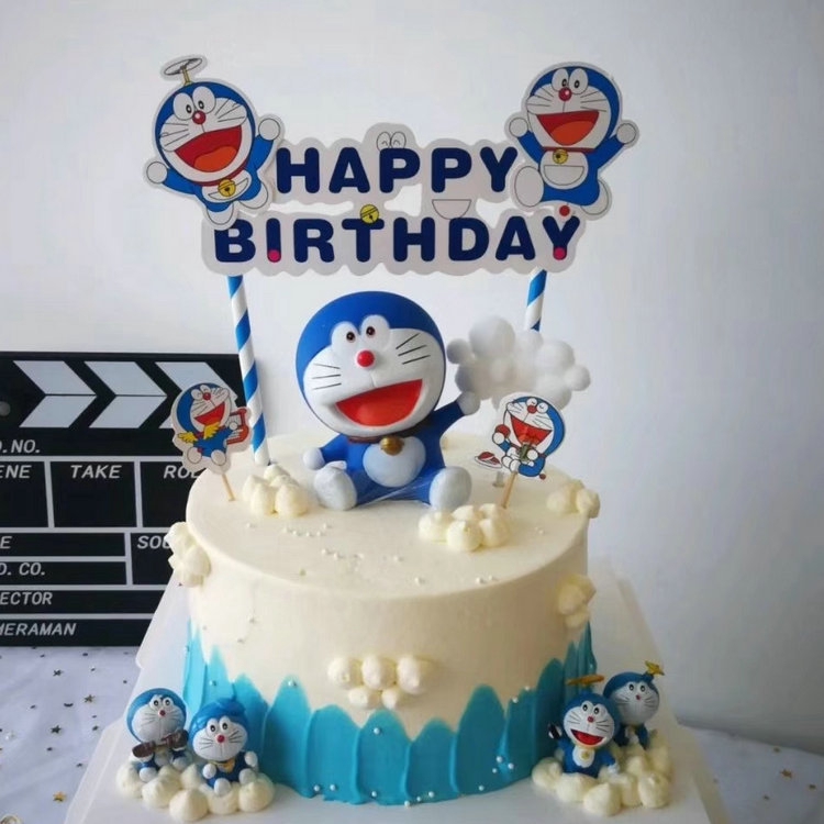 Phụ Kiện Trang Trí Bánh Kem Hình Hoạt Hình Kèm Chữ Happy Birthday