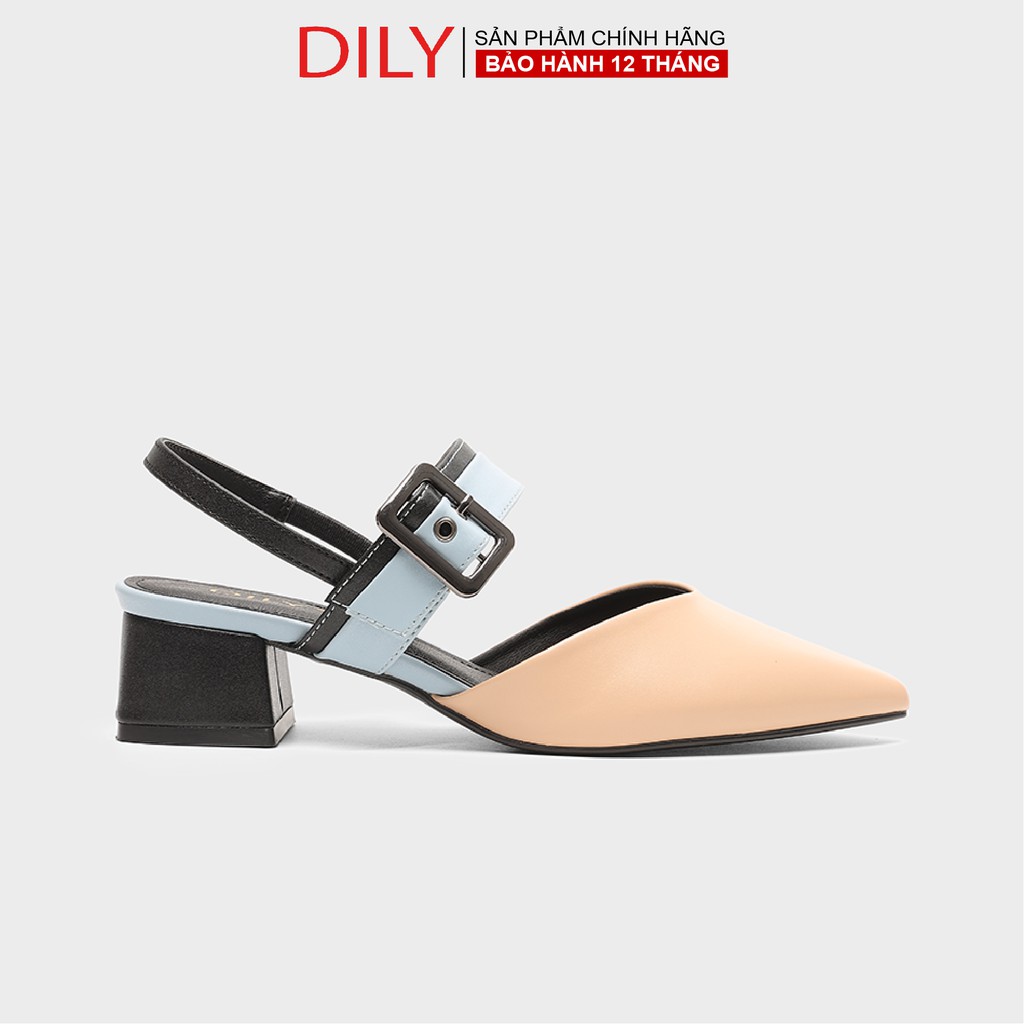 Giày Cao Gót DILY Phối Dây Thời Trang Gót Vuông Cao 3cm_AA0184