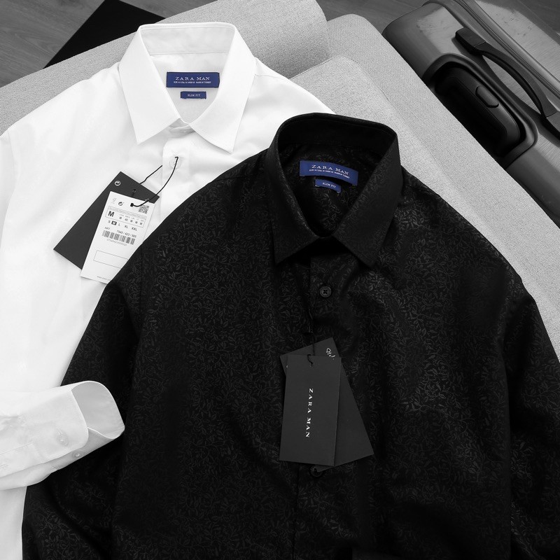 [SALE KHỦNG] SƠ MI Z.RA CÔNG SỞ NAM COTTON HOẠ TIẾT CHÌM HAI MÀU ĐEN TRẮNG BASIC | BigBuy360 - bigbuy360.vn