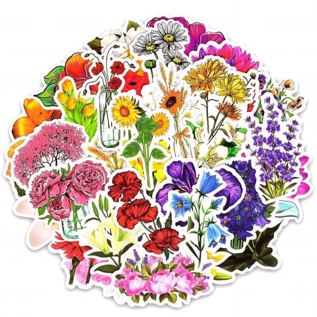 10-50 hình sticker hoa decal ( random hình )