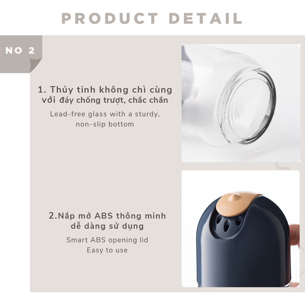 Lọ đựng gia vị hủ đựng tiêu muối chống ẩm thủy tinh nắp bật tự động